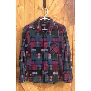 Vermont Flannel Co Patchwork Shirt Shacket Plaid Button Down 100% Cotton USA